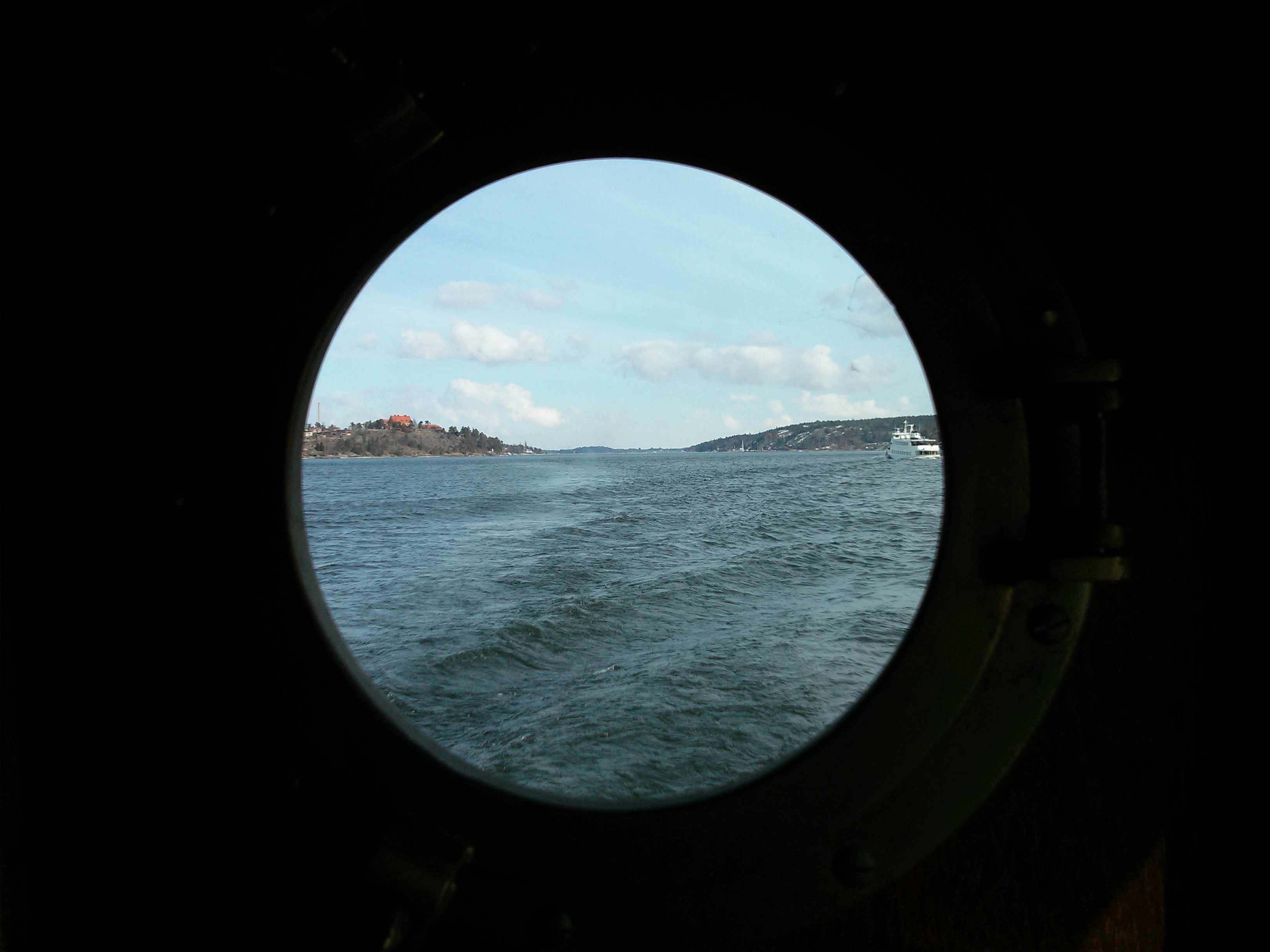 Port hole view of Stockholm Archipelago